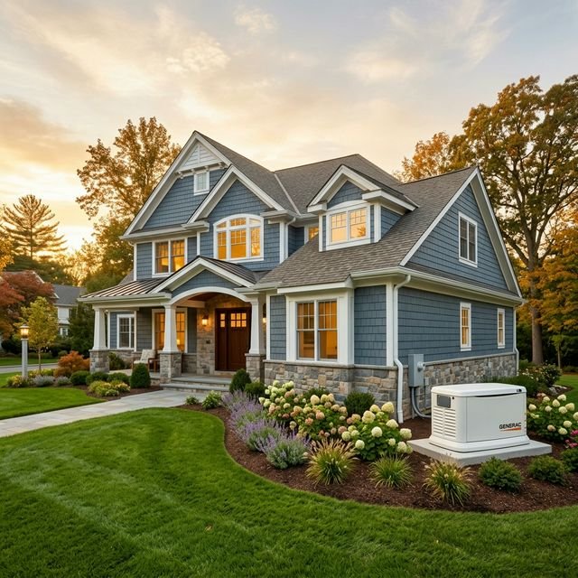Generac whole home standby generator professionally installed at a New Jersey residence